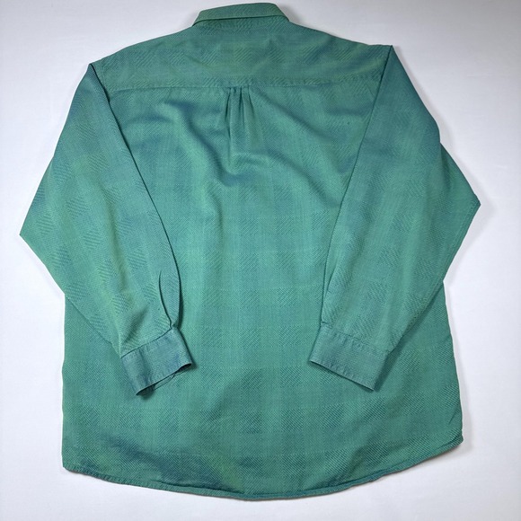 JHANE BARNES Menswear Button Down Shirt Green Blue Textured Fabric Woven Japan M - Picture 3 of 7